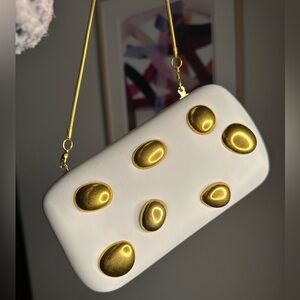 Gold Pebble Vegan Leather Clutch